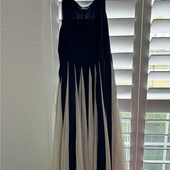 ASOS CURVE Fit & Flare Mesh Dress with Square Neck - Navy/white / US 18 - Picture 1 of 6